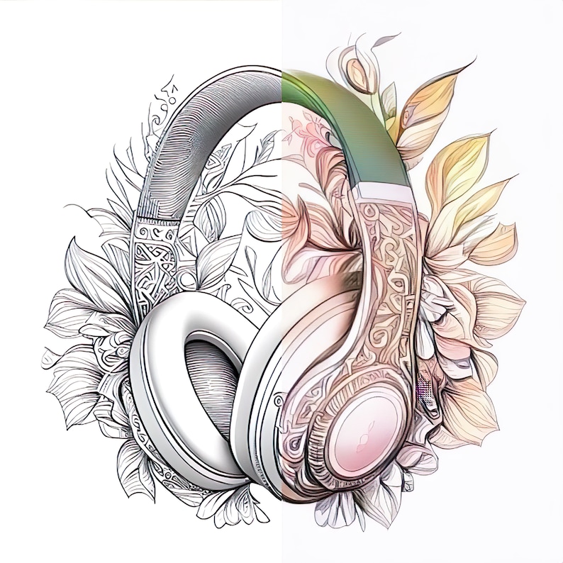 Pu&ograve; includere: Un paio di cuffie argentate con intricati disegni floreali, su uno sfondo bianco con un motivo floreale.