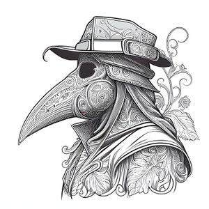 12 Pack Stress Relief Coloring Page, plague doctor digital print, Filigree detailed Mandala instant download set, Coloring pages for adults