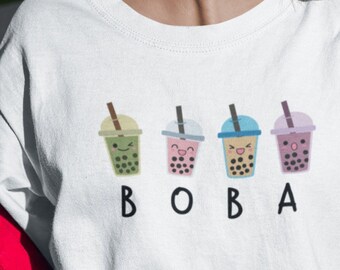 Boba Tea Asian Gift Sushi Cute Tee Dumpling Noodles Ramen Kawaii K Pop Tapioca Bubble