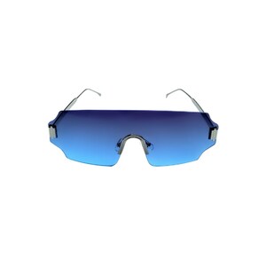 Rimless Shield Wrap Around Glamorous Oversized Y2K for Women Futuristic Fashion UV400 Eyewear Trendy Festival Shades Sunglasses