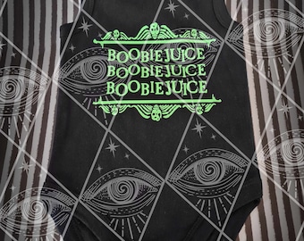Boobiejuice SVG, Halloween Onesie SVG, Goth baby onesie design, Neonato SVG, svg dxf pdf jpeg png