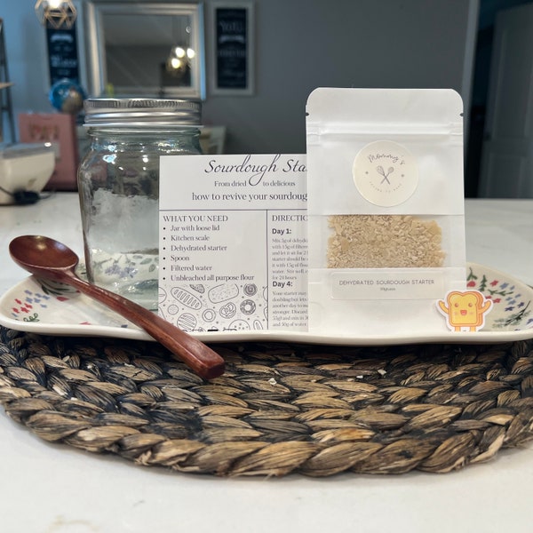 Premium Dehydrated Sourdough Starter Kit - Complete with Jar, Spoon & Instructions. Everything you need to get started with Breadmaking