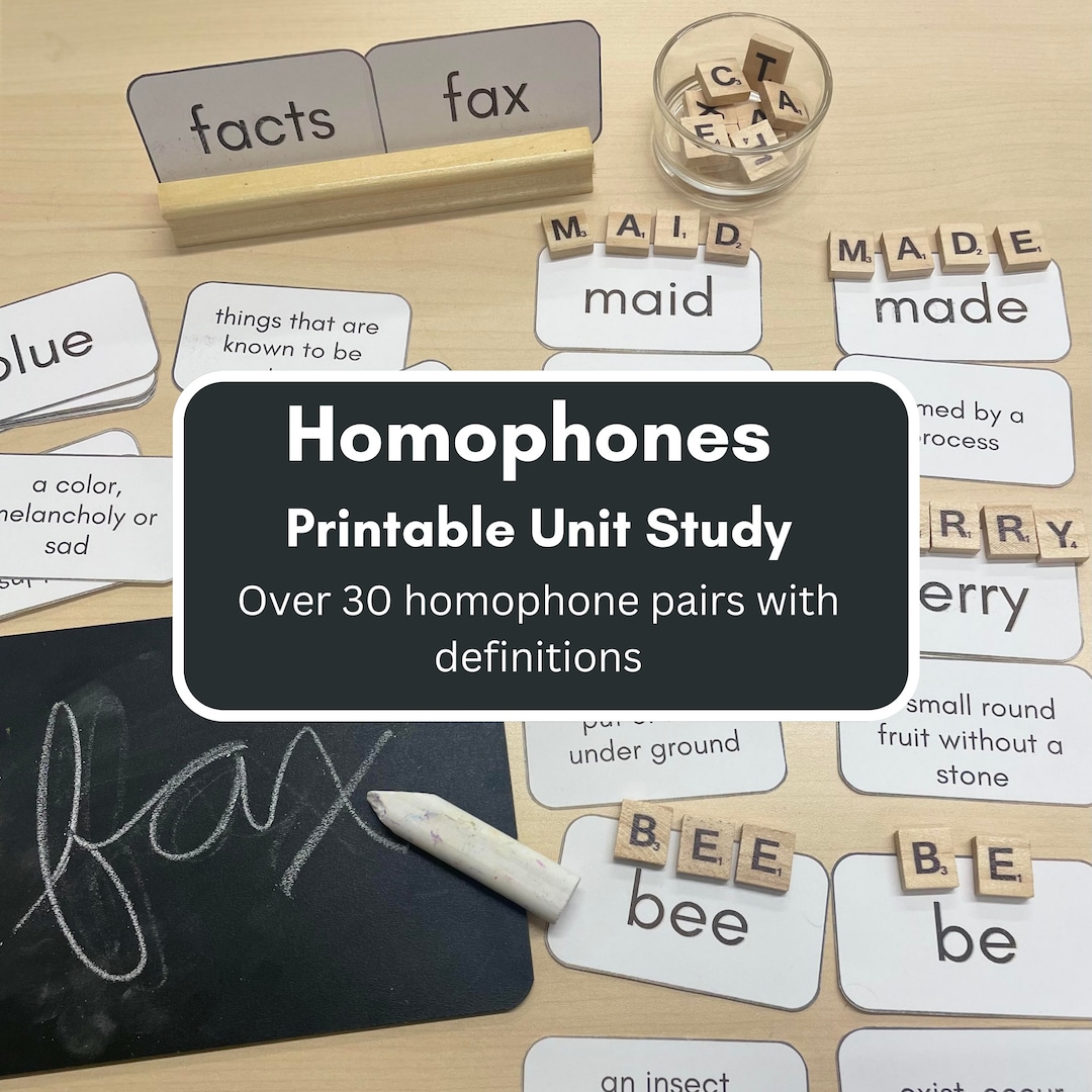 30 Homophone Pairs and Definitions Printable Cursive and Print Etsy
