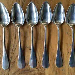 Christofle Baguette set of 6 silver-plated dessert spoons.