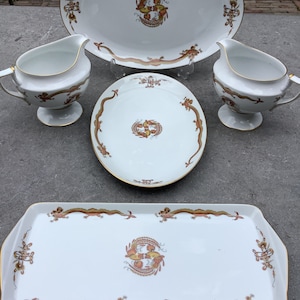 Royal Tettau Royal Dragon Drache model set of 5 serving items.