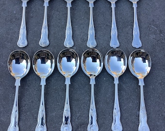 Sheffield Kings silver plated set of 12 soup spoons