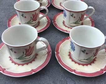Villeroy & Boch Jardin D,Alsace Fleur, set of 6 coffee cups and saucers.