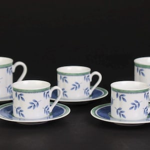 Villeroy & Boch Country Collection Switch 3, set of 3 espresso cups and saucers and 2 coffee cups and saucers.