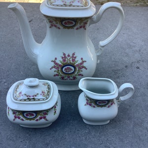 Mitterteich Bavaria set of coffee pot, sugar bowl and milk jug.