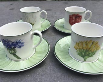 Villeroy & Boch House and Garden Collection Flora, set of 4 cups and saucers.