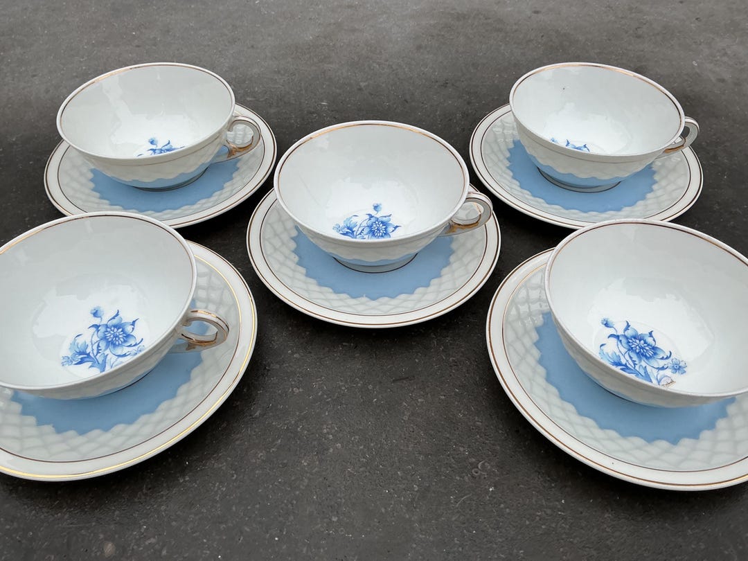 Limoges Union Unique Porcelainiere Designer Dehel, Set of 5 Tea Cups ...
