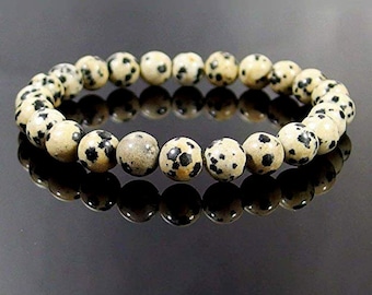 100% Natural Dalmatian Jasper Bracelet, 8mm Beads, Glitter Rare Balance Bracelet, Gemstone Beads Bracelet, Gemstone Jewellery, Wholesale Lot