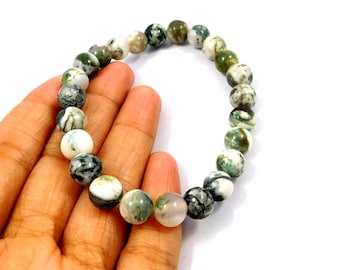 Tree Agate Bracelet, Bracelets for Healing, Glitter Rare, 100% Natural Gemstone Bracelet, 8mm Beads Bracelet, Gemstone Jewelry Wholesale Lot