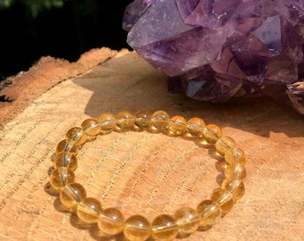 Citrine Bracelet, Glitter Healing Crystal Rare Bracelet, 100% Natural Gemstone Bracelet, 8mm Beads Bracelet, Gemstone Jewelry Wholesale Lot