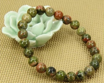 Unakite Jasper Bracelet, 100% Natural Gemstone Bracelet, 8mm Round Beads Bracelet, Bracelets for Healing, Gemstones Jewellery, Wholesale Lot