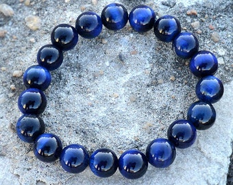 Blue Tiger's Eye Bracelet, Flash Good Luck Rare Bracelet, 100% Natural Gemstone Bracelet, 8mm Beads Bracelet, Gemstone Jewelry Wholesale Lot