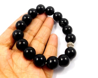 Black Onyx Bracelet, Flash Healing Crystal Rare Bracele, 100% Natural Gemstone Bracelet, 8mm Beads Bracelet, Gemstone Jewelry Wholesale Lot