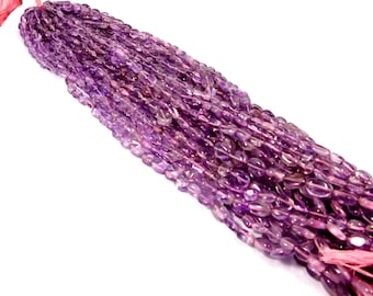 100% Natural Amethyst Beads Strand, 13 Inch, Oval Beads, Gemstone Beads, Smooth Beads, Glitter Loose Beads, Gemstone Jewelry Wholesale Lot