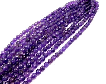 100% Natural Amethyst Beads Strand, 15 Inches, 8mm Round Beads, Gemstone Glitter Beads, Smooth Loose Beads, Gemstone Jewelry Wholesale Lot