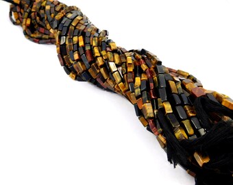 100% Natural Black Tiger Eye Beads Strand, Smooth Beads, Gemstone Beads Loose Beads Rectangle Beads, 13 Inch, Gemstone Jewelry Wholesale Lot