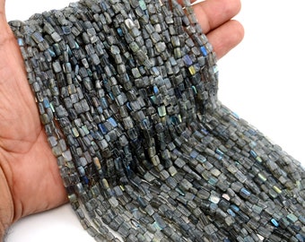 100% Natural Labradorite Beads, Smooth Loose Gemstone Beads, Rectangle Beads, 13 Inch Strand, Glitter Beads, Gemstone Jewelry Wholesale Lot