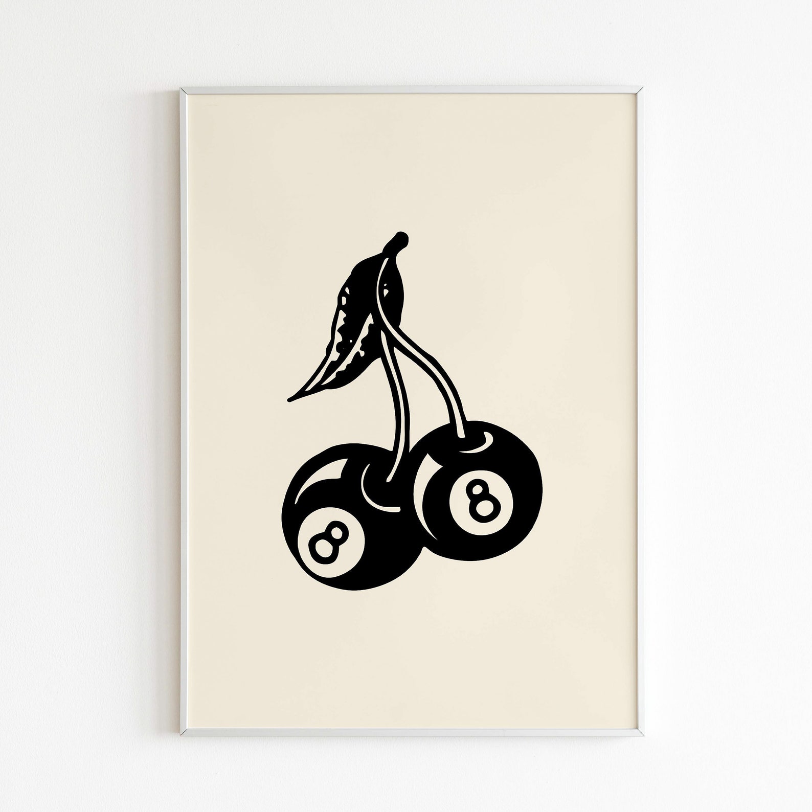 Trendy Retro 8 Ball Cherries Print Illustration Vintage Wall - Etsy