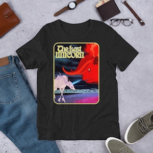 Shirt - The Last Unicorn, 1982 animated fantasy film about a unicorn, the last of her species. Animated by Topcraft. V2