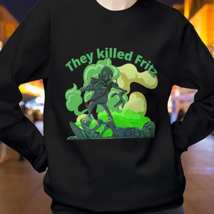 Felpa They Killed Fritz, Pullover fantasy fantascientifico Wizards 1977, Abbigliamento animazione retrò. Abbigliamento animazione vintage.