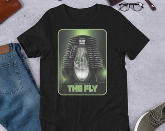 Shirt - The Fly, 1986 science fiction horror film, by David Cronenberg. Stars Jeff Goldblum, Geena Davis. 80s Vintage, Retro. V1