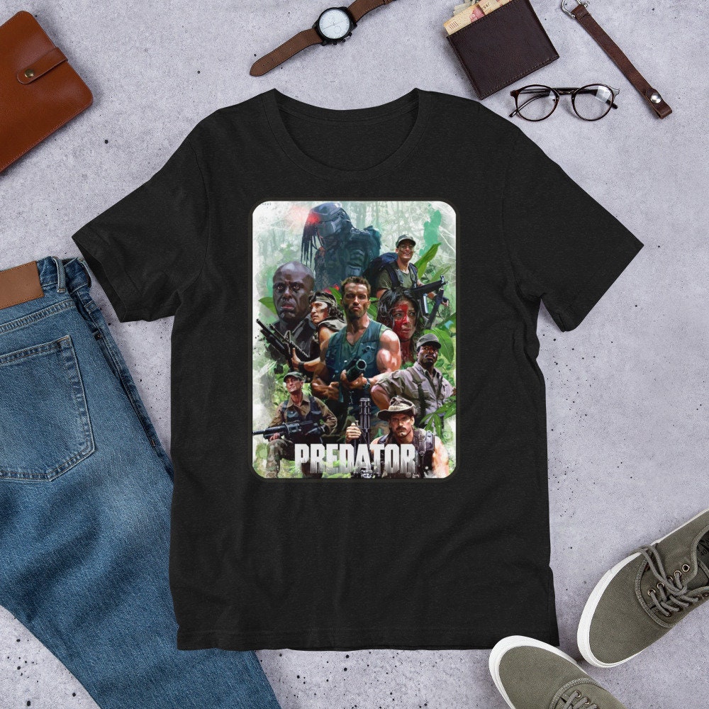 Shirt - Predator, 1987 scifi action film by John McTiernan. First installment in the Predator franchise. Stars Arnold Schwarzenegger