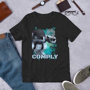 Robocop Cult Movie T-Shirt - ED 209 Graphic Tee - 80s Movie Nostalgia Shirt - Vintage 80s Movie Graphic tee V4