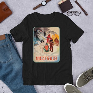 Shirt - Wizards, filme de animação pós-apocalíptico de fantasia científica de 1977 escrito, dirigido e produzido por Ralph Bakshi. V10