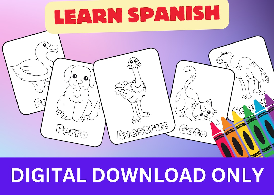 Children's Spanish Learning Activities, Spanish Coloring Activities for ...