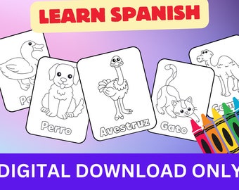 Children's Spanish learning activities, Spanish Coloring Activities for elementary students