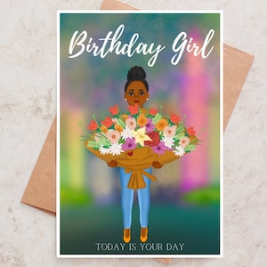 Happy Birthday Wish Card, Birthday Card for Black Women, Black Girl Art, African American Greeting Cards, Black Woman Birthday Gift Card