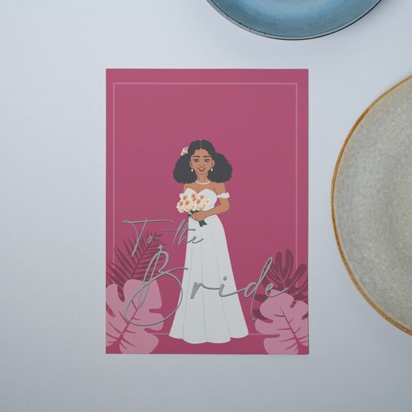 To The Bride Card 5x7, Wedding Day Card, Congratulation Card, Enjoy Your Wedding Day, Black Woman, African American Greeting Cards