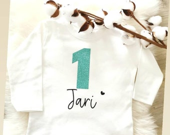 Birthday shirt for kids | 1st Birthday | long sleeve shirt | birthday | customized with name and number | color selection