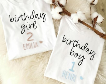 Geburtstagsshirt für Kinder | birthday girl I birthday boy I 1. Geburtstag | Shirt | Geburtstag | individuell gestaltet mit Namen und Zahl