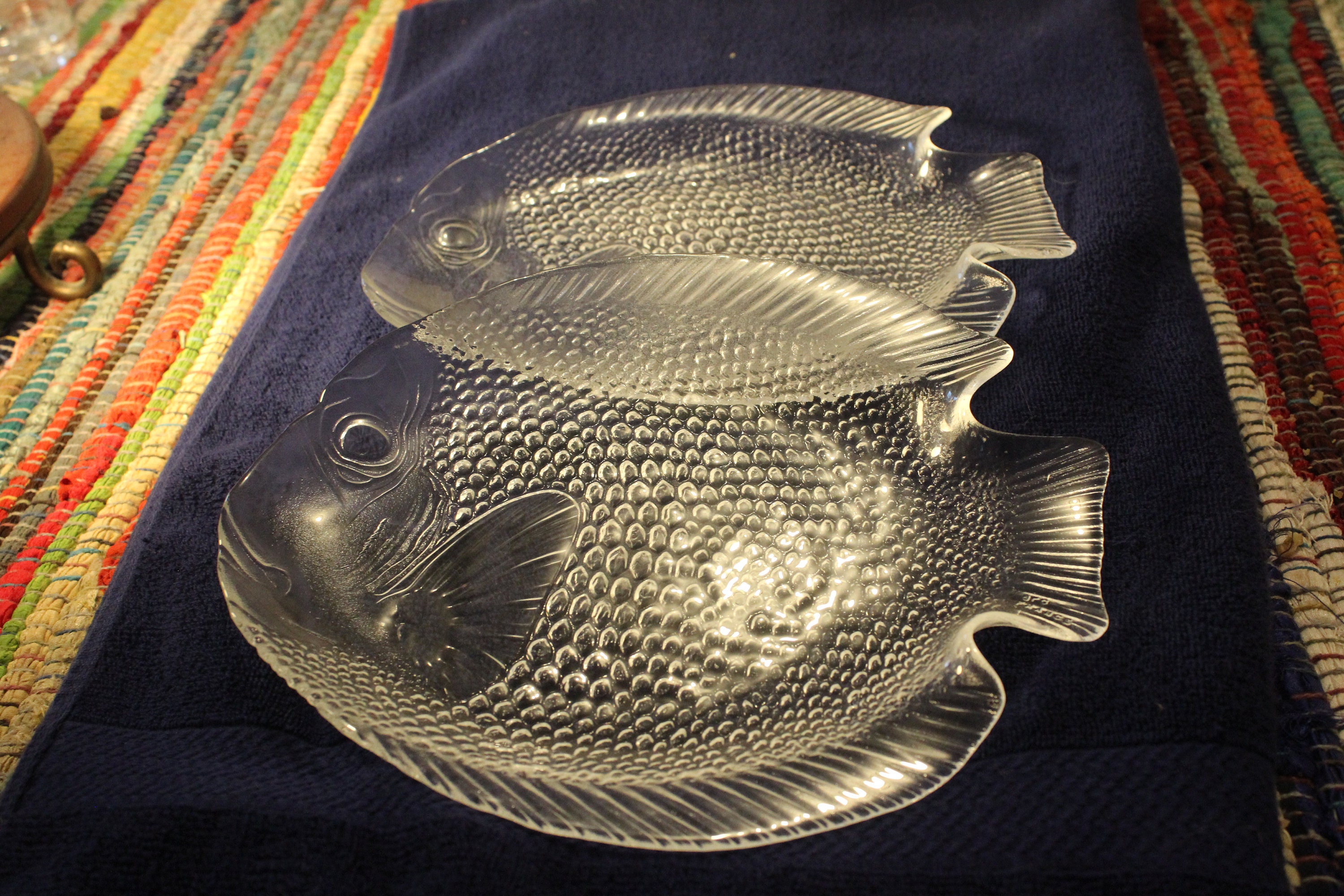 Pair of Clear Glass Fish Shaped Plates Etsy