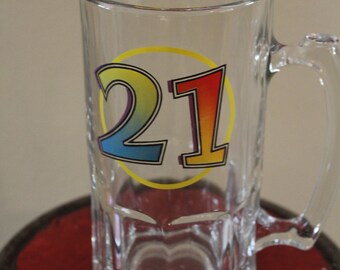 21st Birthday Beer Mug / Glass Clear 21 Mug