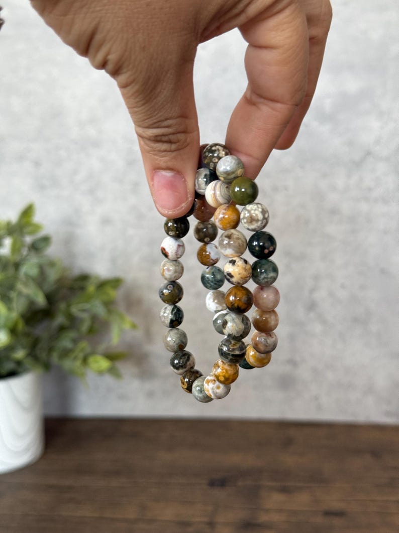 Bubble Ocean Jasper Bracelet | Natural Stone, Inner Peace (6.5 inches) afbeelding 9