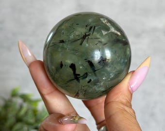 Prehnite Sphere 62.9mm | Green Crystal Sphere | Healing Crystal | Meditation Stone | Heart Chakra Crystal | Crystal Decor