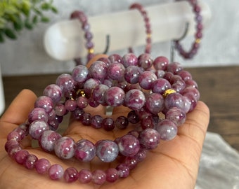 Unicorn Stone Bracelet | Lepidolite Pink Tourmaline Clevelandite | Calming & Emotional Healing Crystal Jewelry