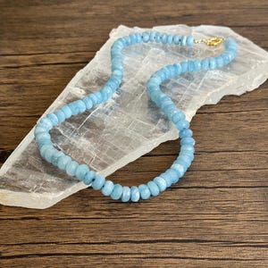 Elegant Aquamarine Faceted Necklace with Hand-Knotted Silk Cord and Gold-Plated Clasp
