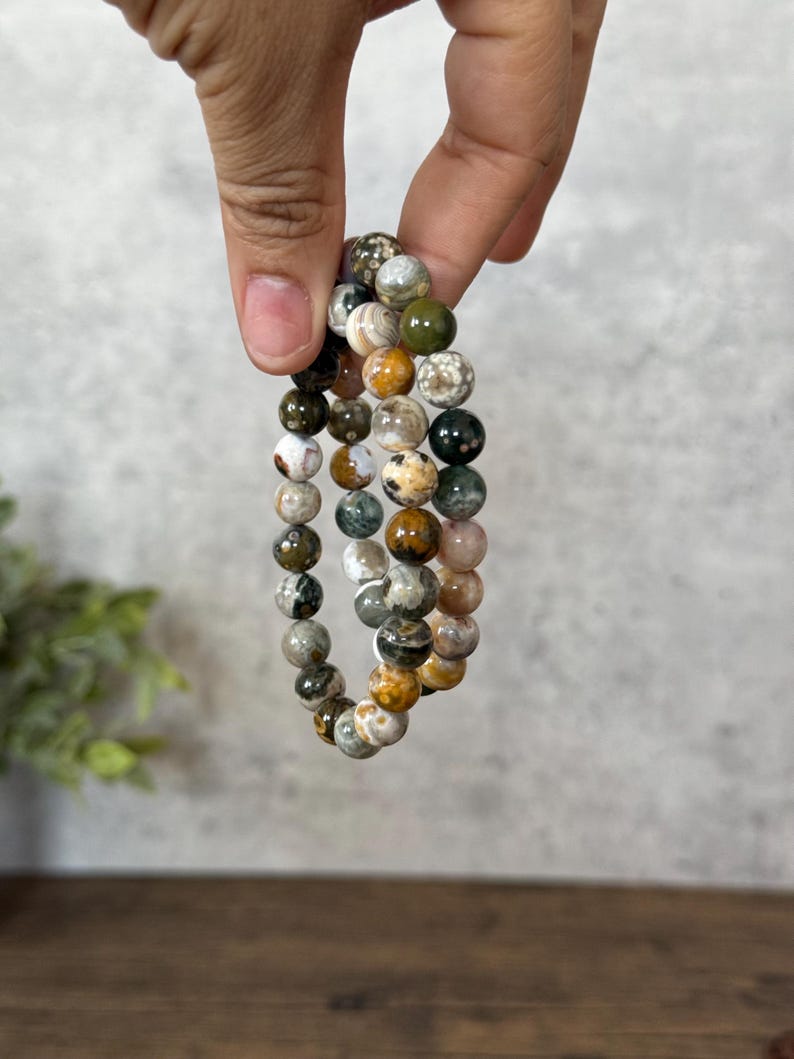 Bubble Ocean Jasper Bracelet | Natural Stone, Inner Peace (6.5 inches) afbeelding 6
