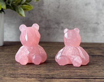 Rose Quartz Faceted Bear Pair | Baby Shower Gift