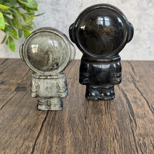 Golden Sheen Obsidian Astronaut Carvings| set of 2 | Cosmic Energy | Spiritual Protection