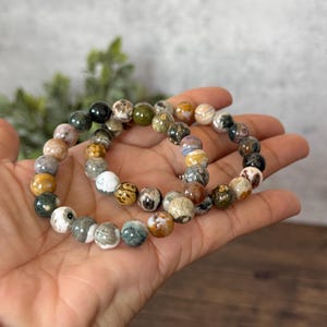 Bubble Ocean Jasper Bracelet | Natural Stone, Inner Peace (6.5 inches) afbeelding 1