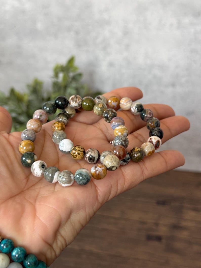 Bubble Ocean Jasper Bracelet | Natural Stone, Inner Peace (6.5 inches) afbeelding 1