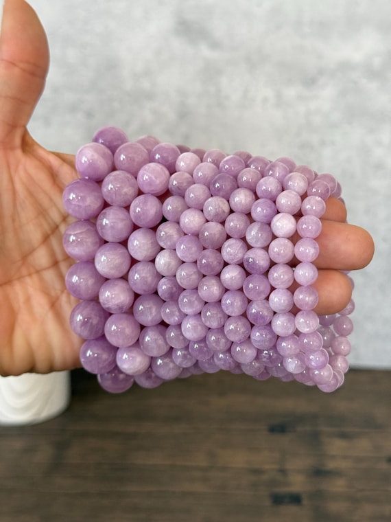 Natural Kunzite Crystal Bracelet: Calming Heart Chakra Beads